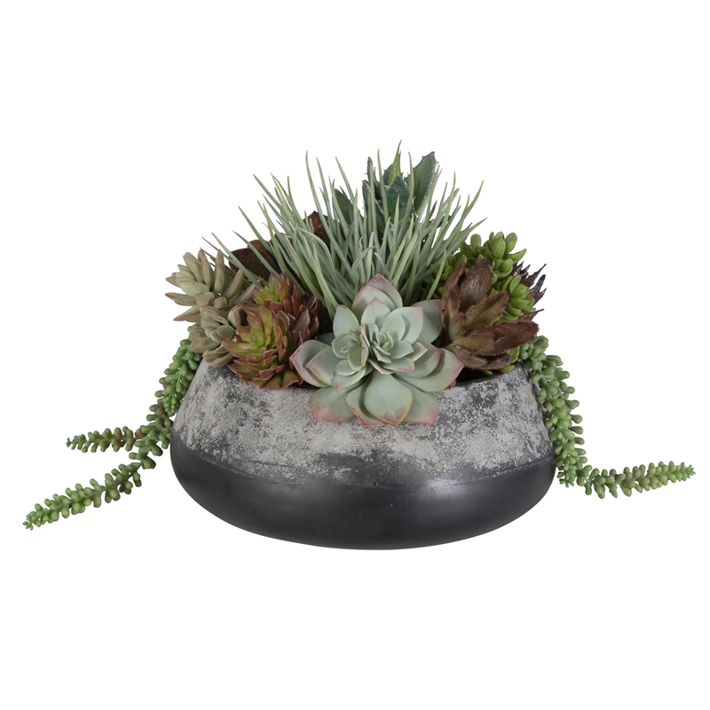 Uttermost Yuma Contemporary Cement Stone/Plastic Centerpiece in Gray/Burgundy