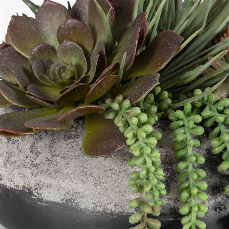 Uttermost Yuma Contemporary Cement Stone/Plastic Centerpiece in Gray/Burgundy
