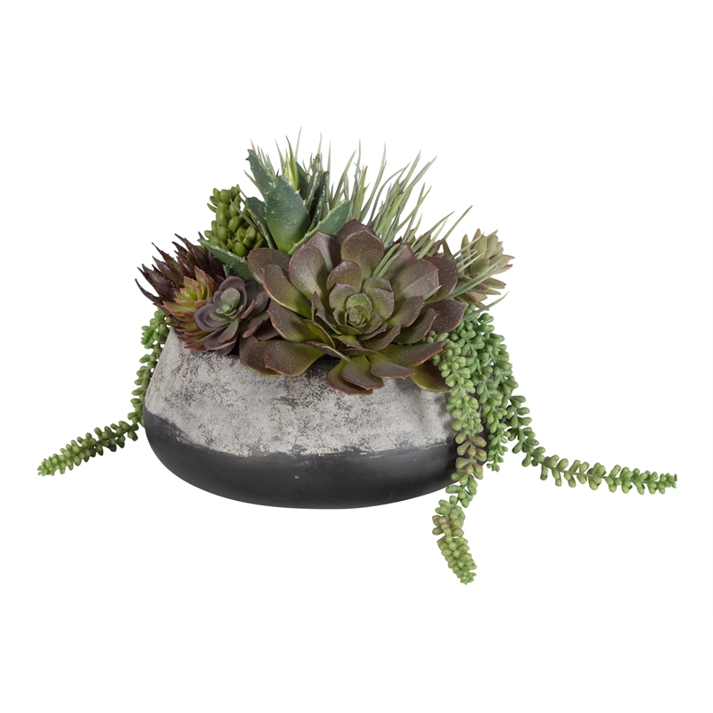 Uttermost Yuma Contemporary Cement Stone/Plastic Centerpiece in Gray/Burgundy
