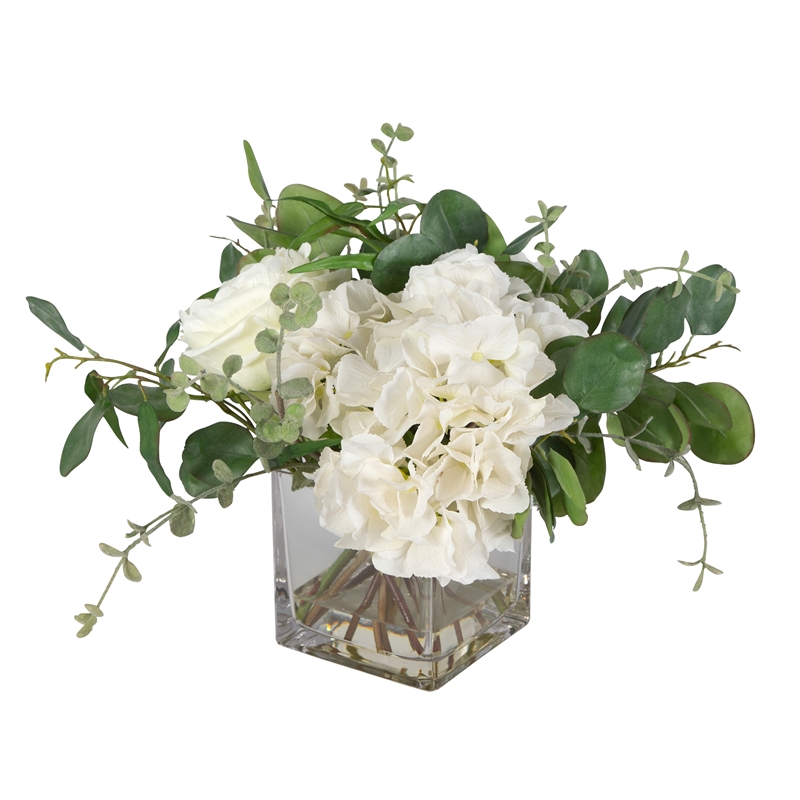 Uttermost Rosewood Farmhouse Glass/Plastic Garden Bouquet in Clear/Green