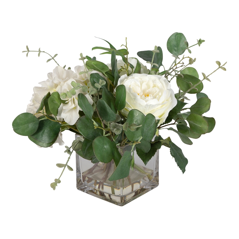Uttermost Rosewood Farmhouse Glass/Plastic Garden Bouquet in Clear/Green