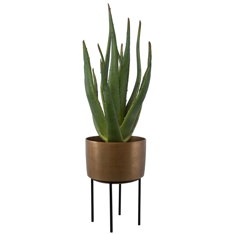 Uttermost Arabia Contemporary Aluminum/Cement Aloe Planter in Bronze/Black