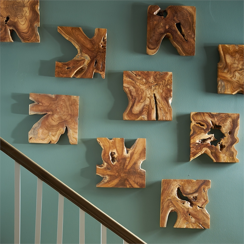 Uttermost Talia Wood Wall Decor in Teak (Set of 9)
