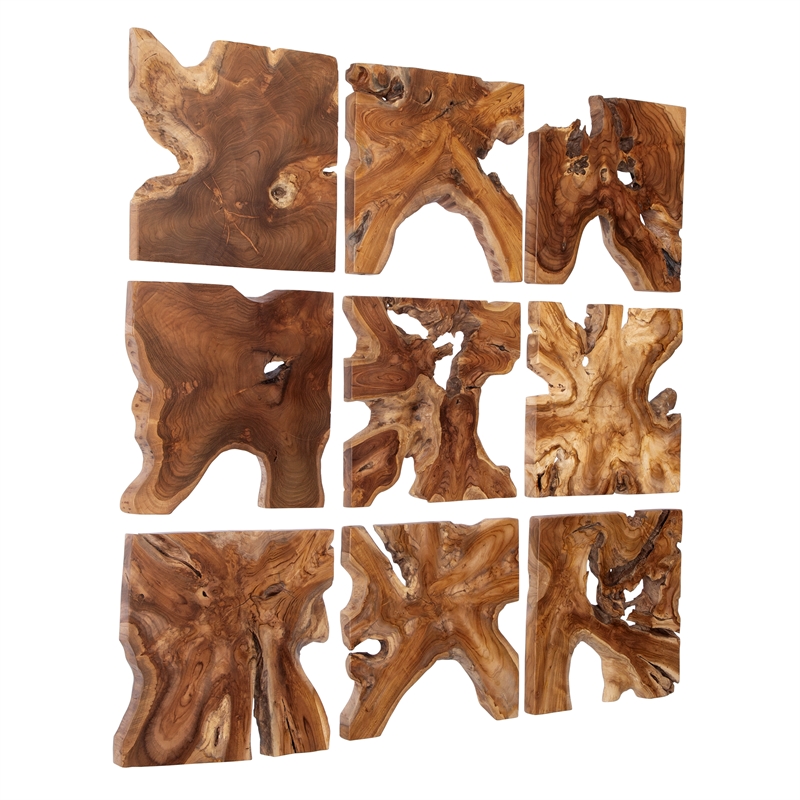 Uttermost Talia Wood Wall Decor in Teak (Set of 9)