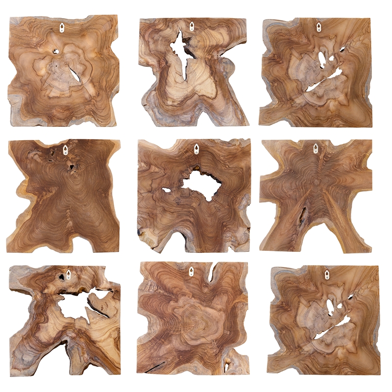Uttermost Talia Wood Wall Decor in Teak (Set of 9)