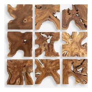 Uttermost Talia Wood Wall Decor in Teak (Set of 9)
