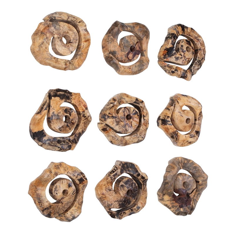 Uttermost Corkscrew Wood Wall Decor in Natural (Set of 9)