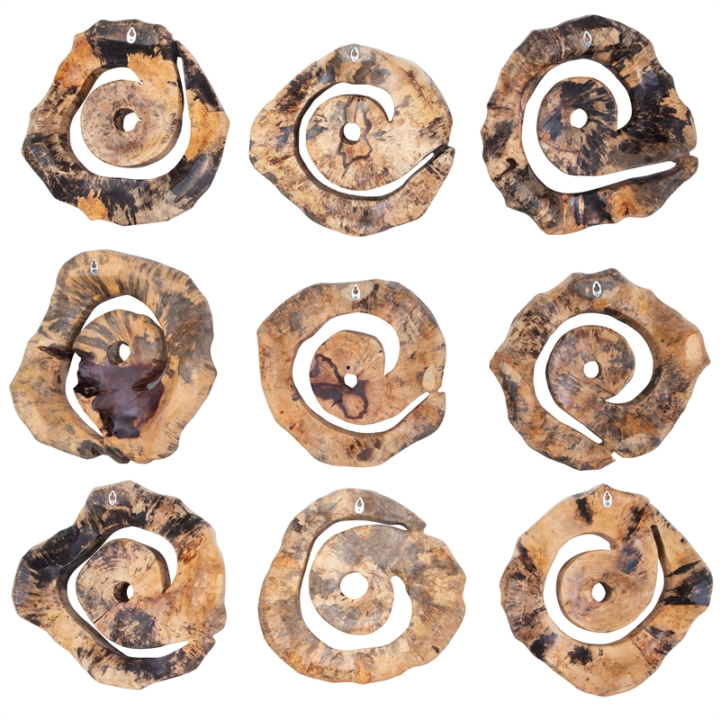 Uttermost Corkscrew Wood Wall Decor in Natural (Set of 9)
