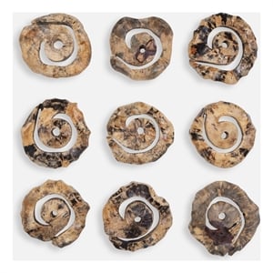 Uttermost Corkscrew Wood Wall Decor in Natural (Set of 9)