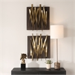 Uttermost Crosshatch Metal Wall Decor in Gold (Set of 2)