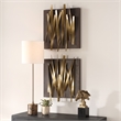Uttermost Crosshatch Metal Wall Decor in Gold (Set of 2)