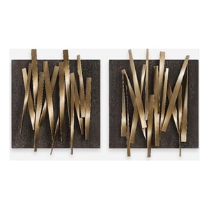 Uttermost Crosshatch Metal Wall Decor in Gold (Set of 2)