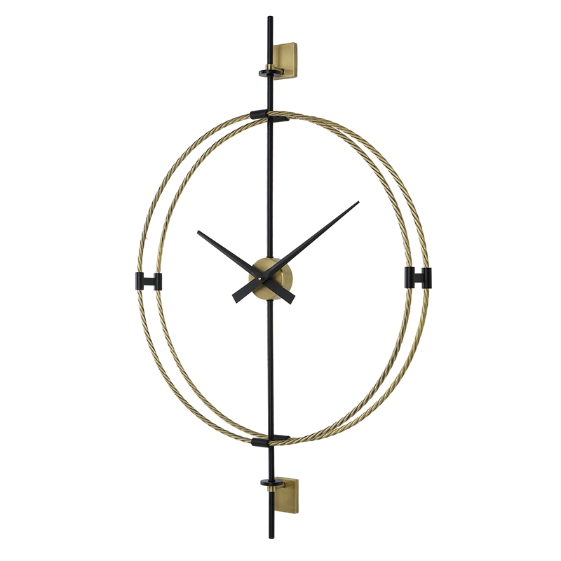 Uttermost Time Flies Modern Wall Clock in Brass