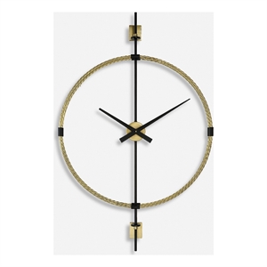 Uttermost Time Flies Modern Wall Clock in Brass