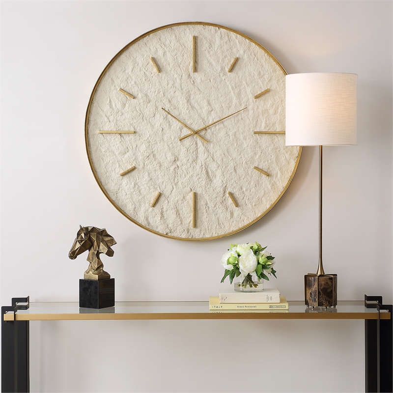 Uttermost Stone Serenity Wall Clock in Off White