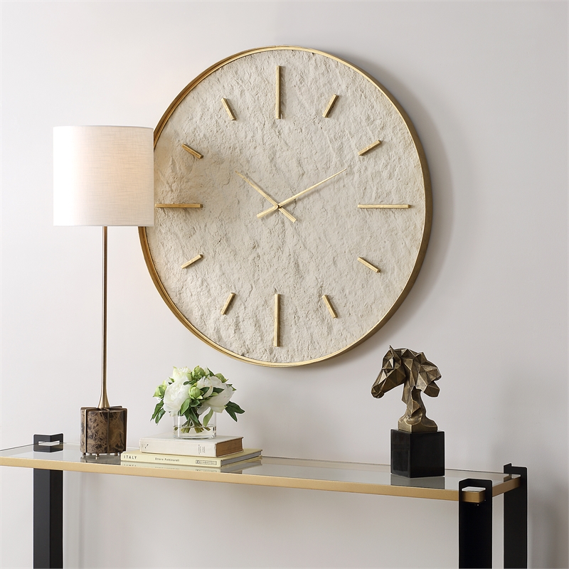 Uttermost Stone Serenity Wall Clock in Off White