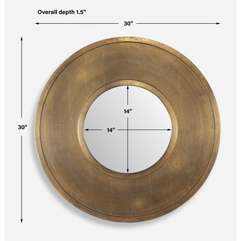Uttermost Axel Round Antique Brass Mirror