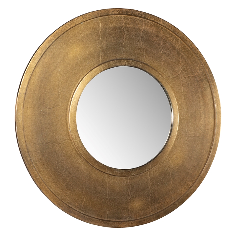 Uttermost Axel Round Antique Brass Mirror