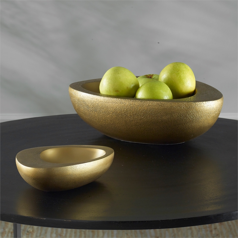 Uttermost Ovate Antique Brass Bowls Set Of 2