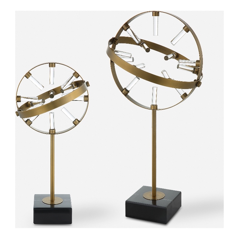 Uttermost Realm Spherical Brass Sculptures Set Of 2