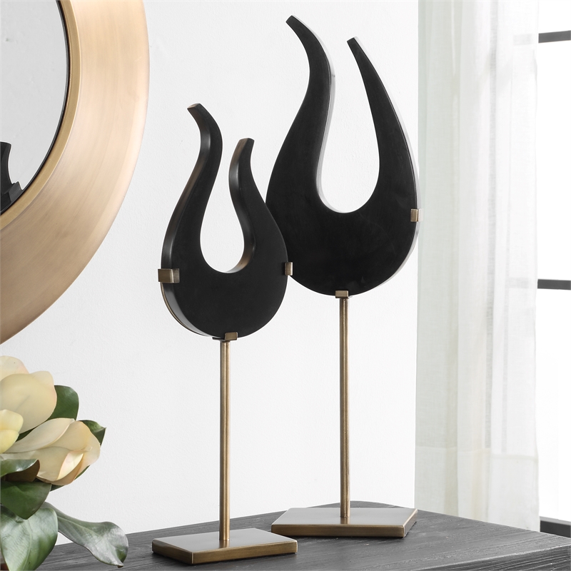 Uttermost Black Flame Sculptures Set of 2