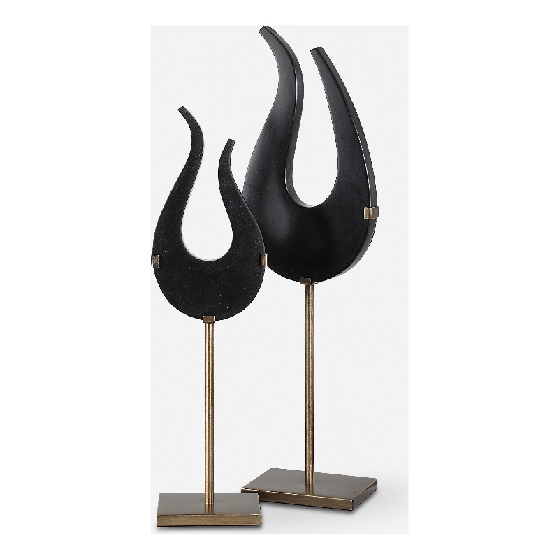 Uttermost Black Flame Sculptures Set of 2