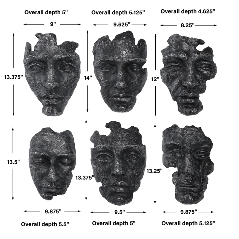 Uttermost Self-Portrait Metallic Wall Decor in Steel (Set of 60