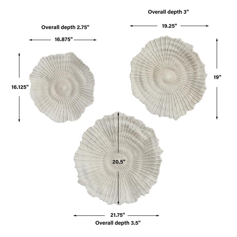 Uttermost Ocean Gems Coral Wall Decor in Ivory (Set of 3)