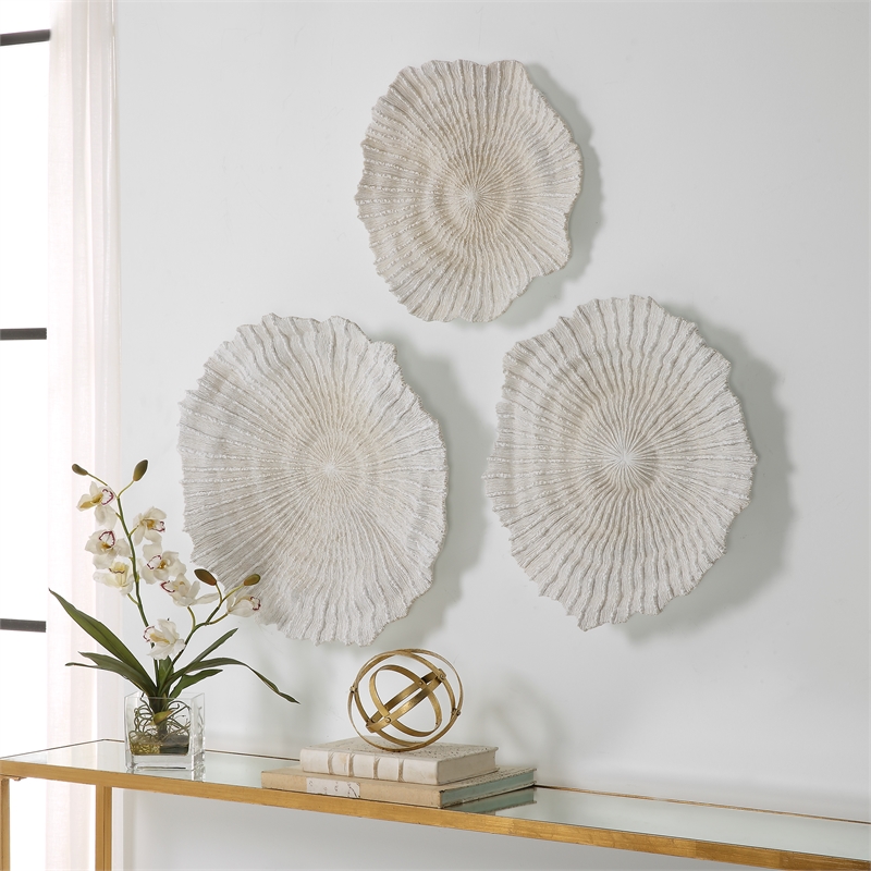 Uttermost Ocean Gems Coral Wall Decor in Ivory (Set of 3)