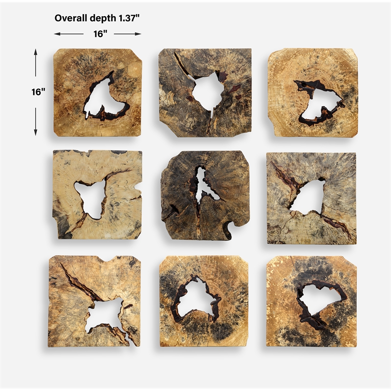 Uttermost Bahati Wood Wall Decor In Natural Set of 9