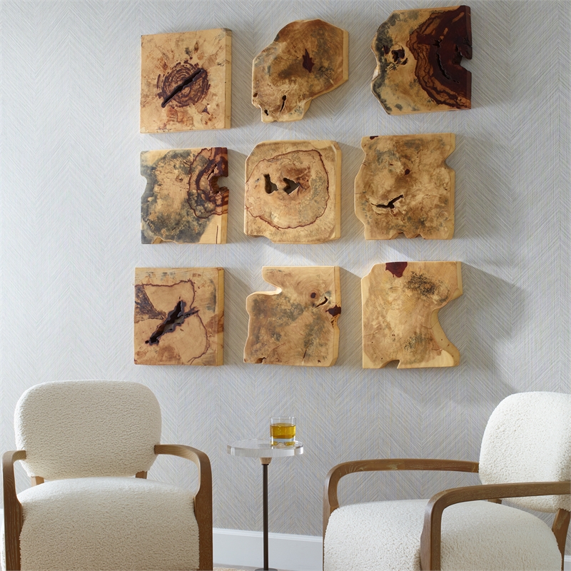Uttermost Bahati Wood Wall Decor In Natural Set of 9