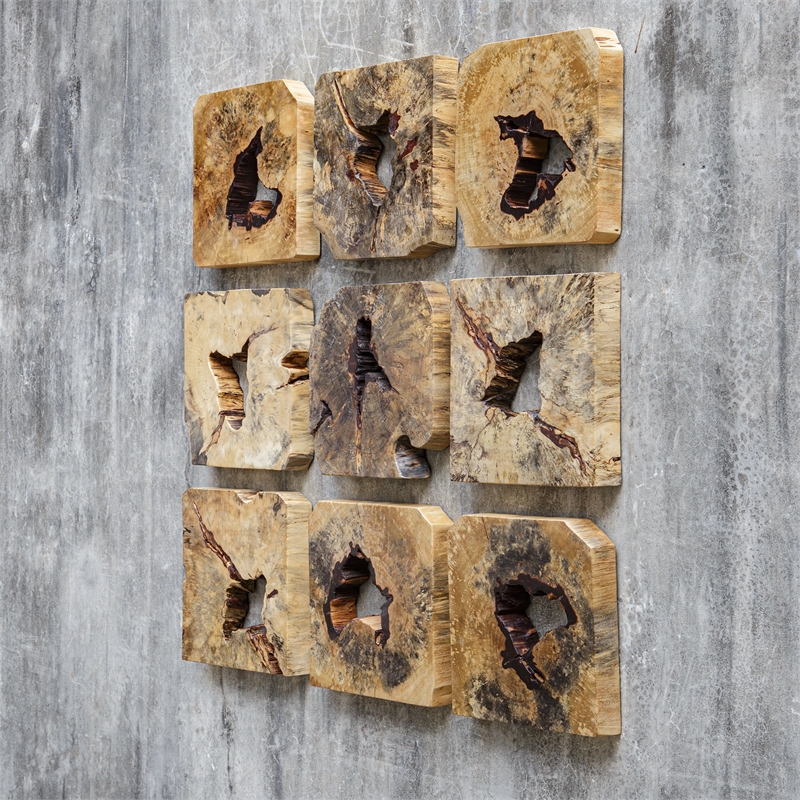 Uttermost Bahati Wood Wall Decor In Natural Set of 9