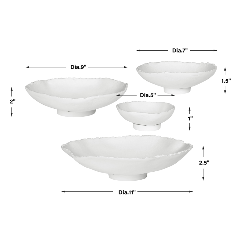 Uttermost Lucky Coins Matte White Metal Wall Bowls Set of 4