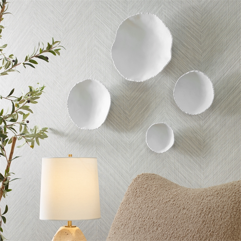 Uttermost Lucky Coins Matte White Metal Wall Bowls Set of 4
