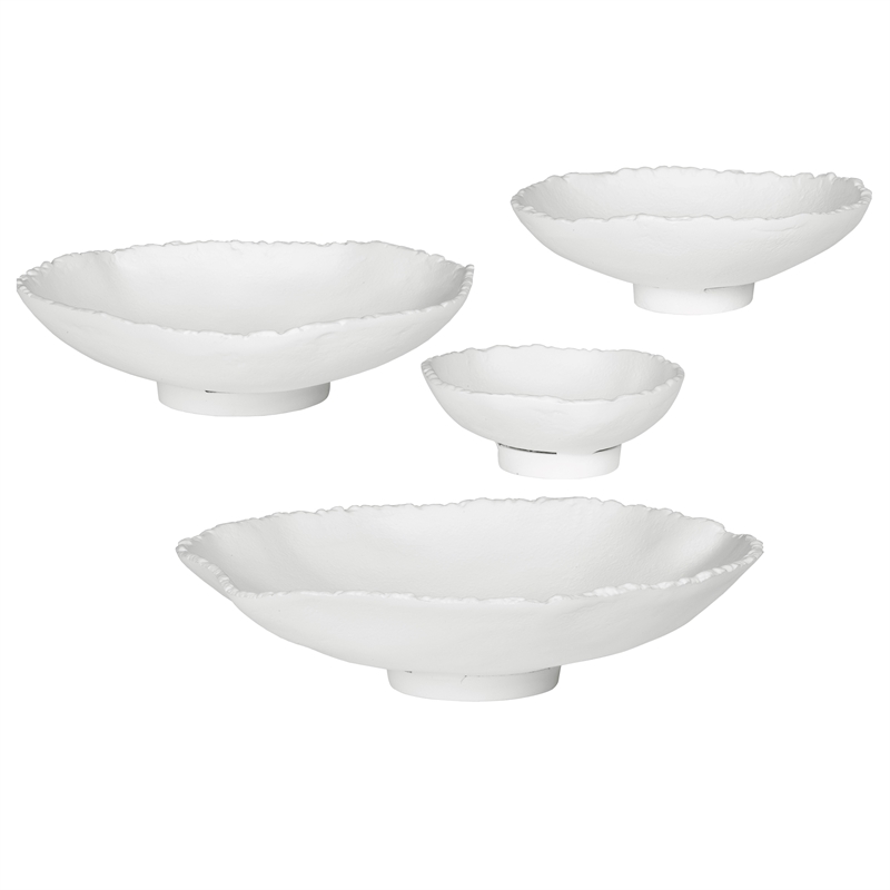 Uttermost Lucky Coins Matte White Metal Wall Bowls Set of 4