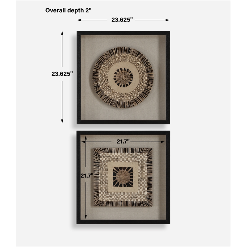 Uttermost Intertwine Knit Paper Shadow Box in Beige (Set of 2)