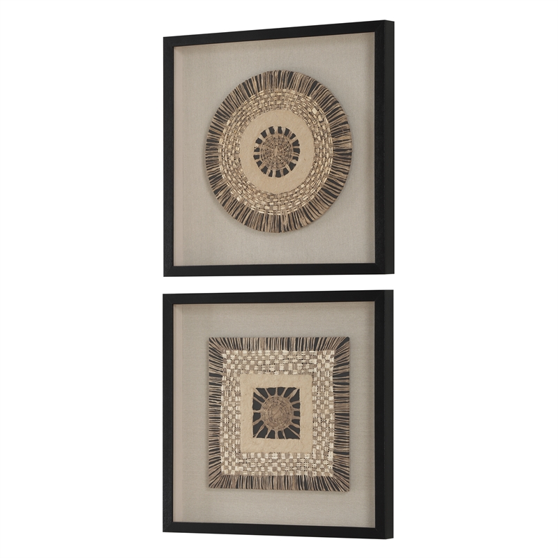 Uttermost Intertwine Knit Paper Shadow Box in Beige (Set of 2)