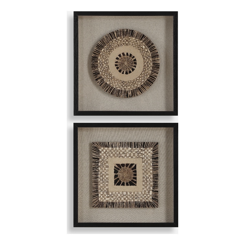 Uttermost Intertwine Knit Paper Shadow Box in Beige (Set of 2)