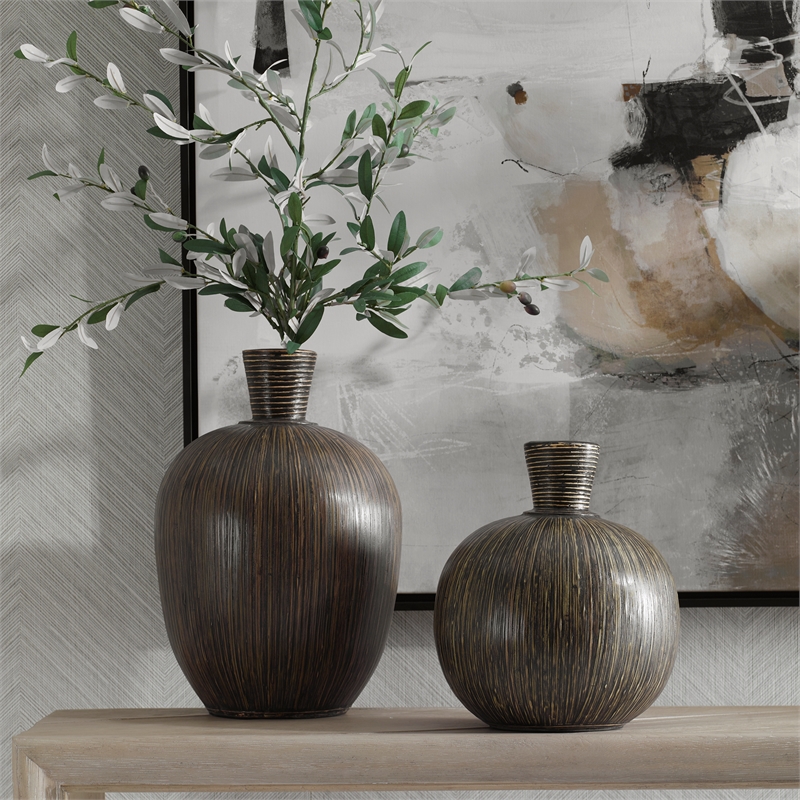 Uttermost Islander Black Vases Set of 2