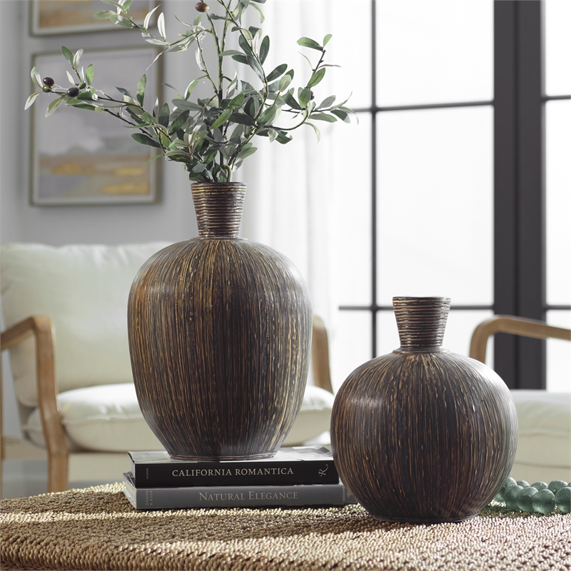 Uttermost Islander Black Vases Set of 2