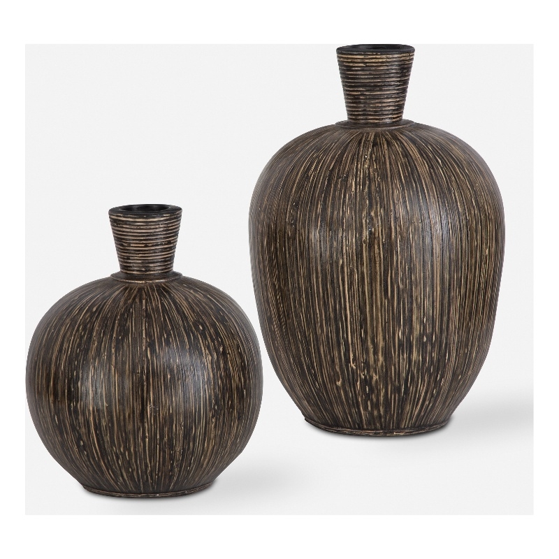 Uttermost Islander Black Vases Set of 2