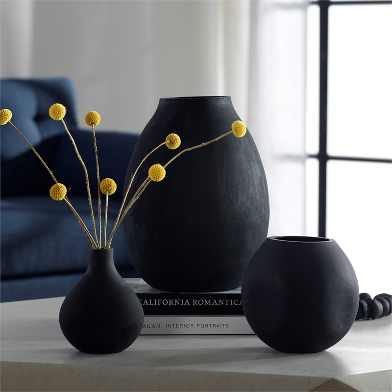 Uttermost Hearth Matte Black Vases Set of 3