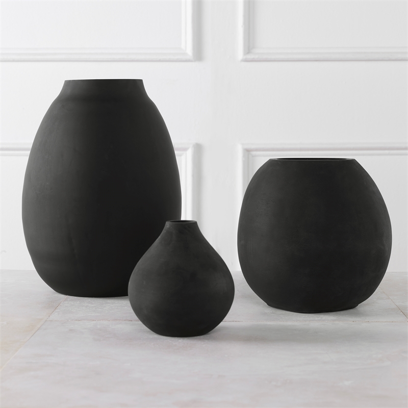 Uttermost Hearth Matte Black Vases Set of 3