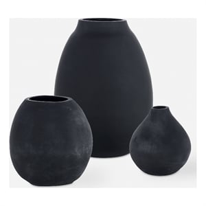 Uttermost Hearth Matte Black Vases Set of 3