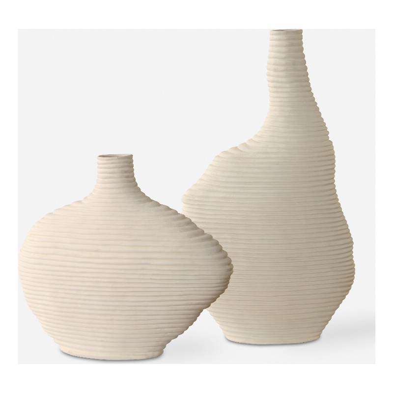 Uttermost Duostacked Matte White Vases Set of 2