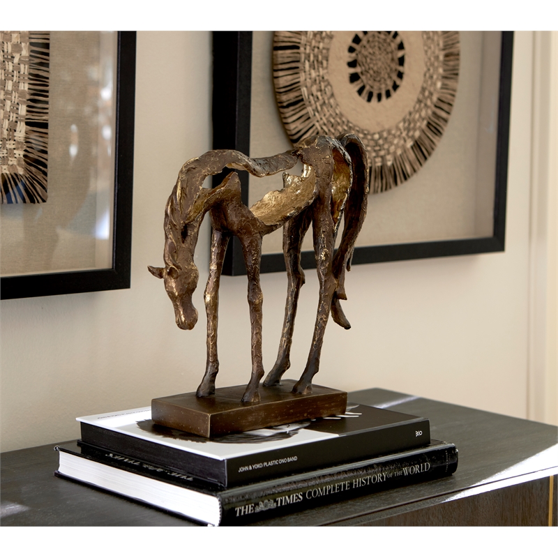 Uttermost Openly Grazing Horse Sculpture in Bronze