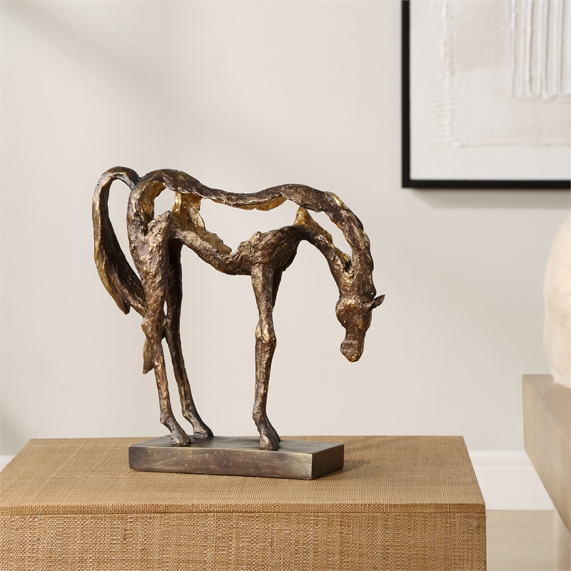 Uttermost Openly Grazing Horse Sculpture in Bronze