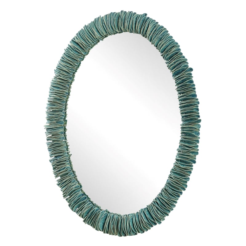 Uttermost Bonaire Teal Blue Oval Mirror