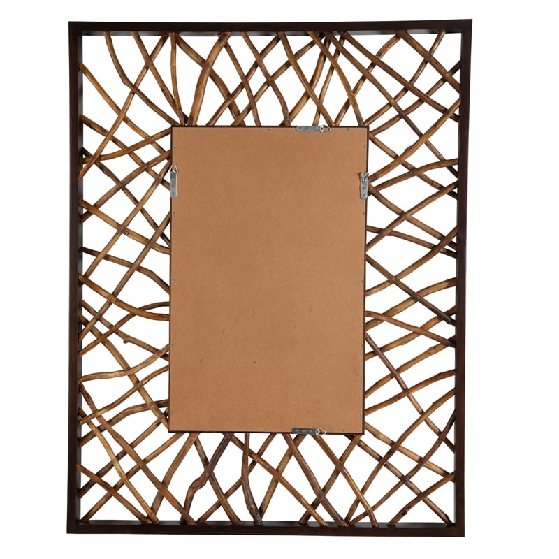 Uttermost Teak Maze Rectangle Mirror in Walnut