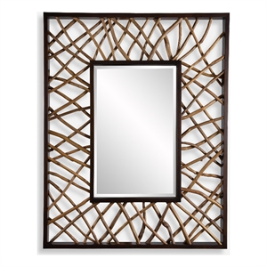 Uttermost Teak Maze Rectangle Mirror in Walnut